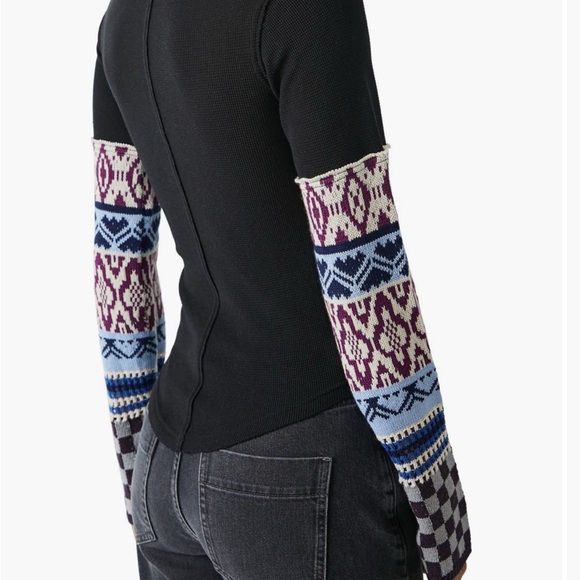 Free People Gorgeous Cuff Knit T Shirt. White/Ivory combo. Size S - Picture 3 of 7